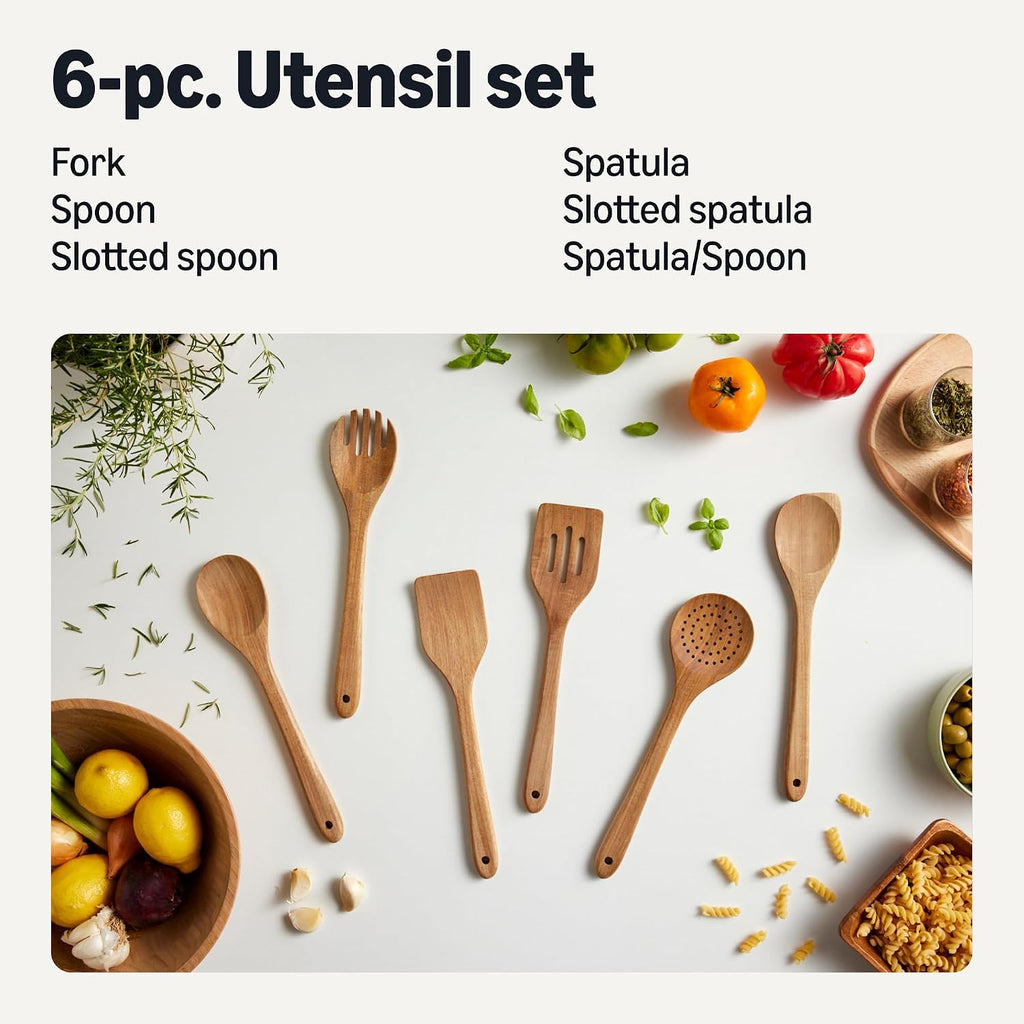6-Piece Set Acacia Wood Utensil Set