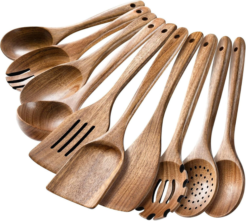 10-Piece Acacia Wood Kitchen Utensil Set
