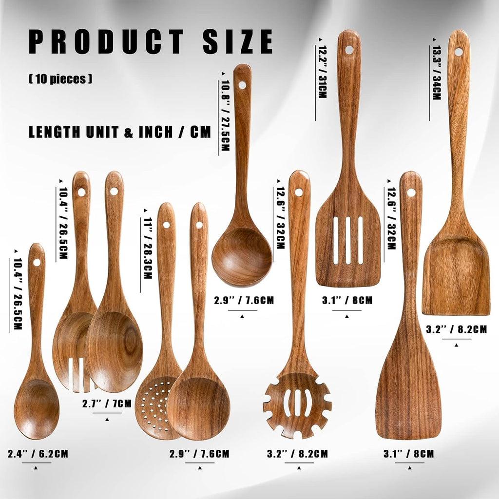 10-Piece Acacia Wood Kitchen Utensil Set